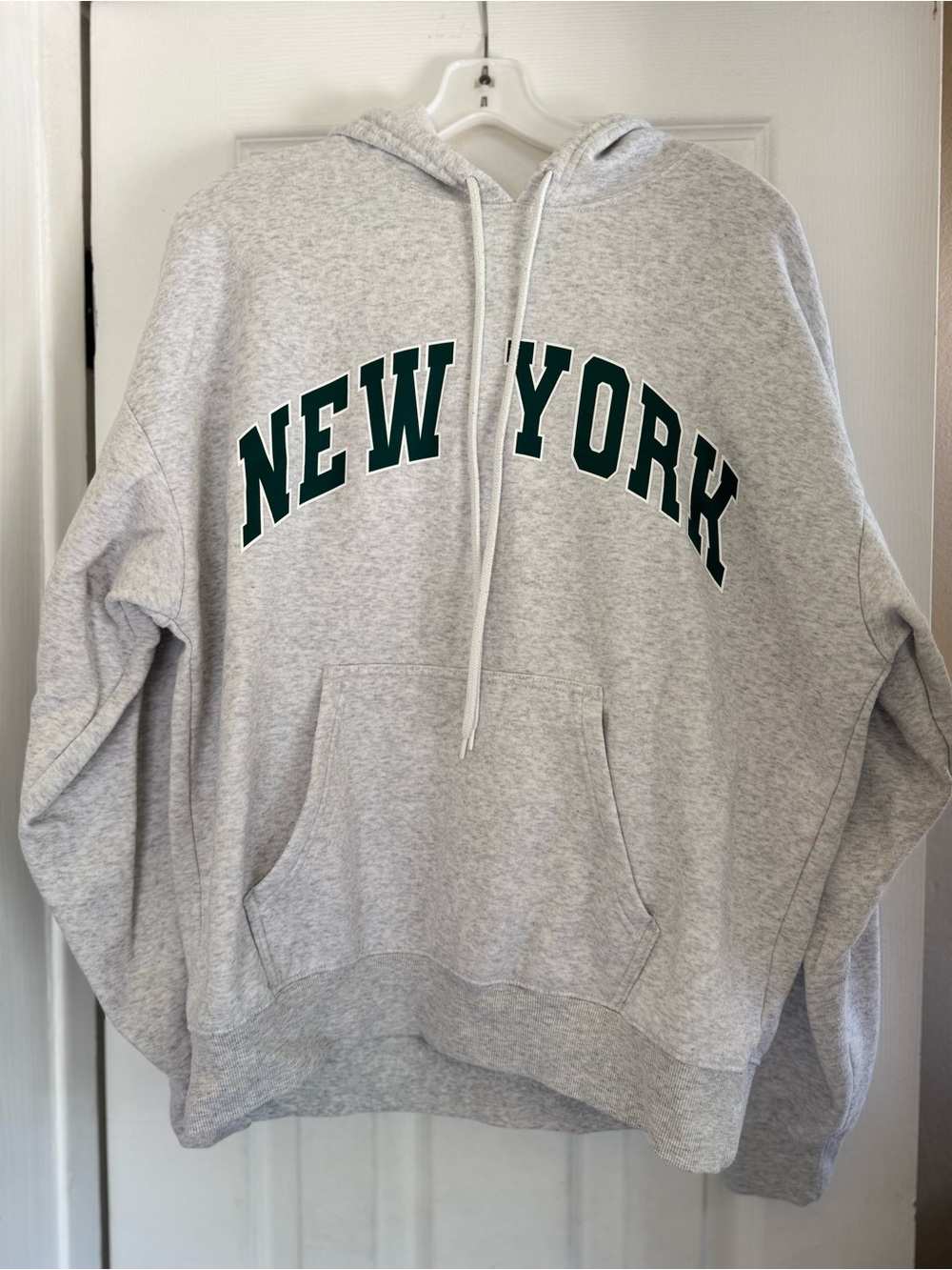 No Boundaries Grey Hoodie with Dark Green NEW YORK Lettering